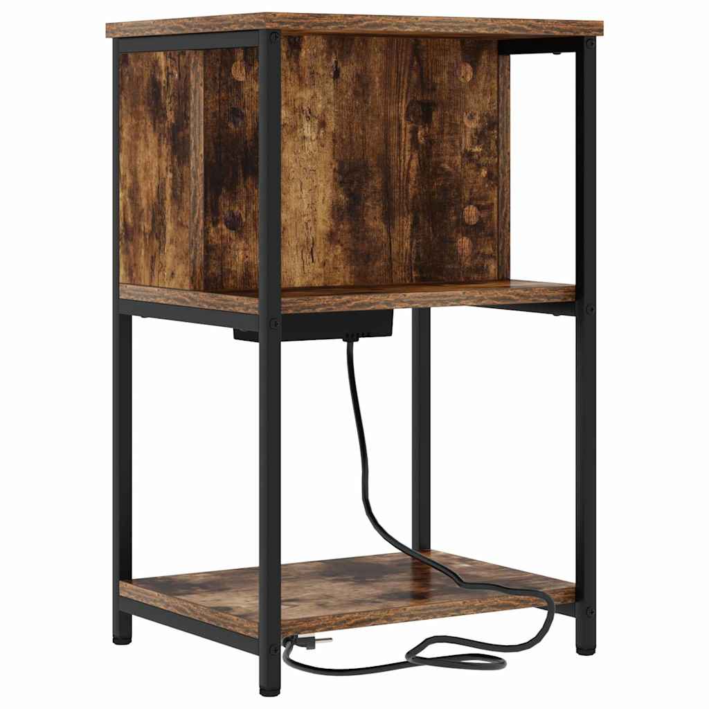 Nattbordskap 2 pcs Røkt eik 40 x 40 x 61 cm Konstruert tre