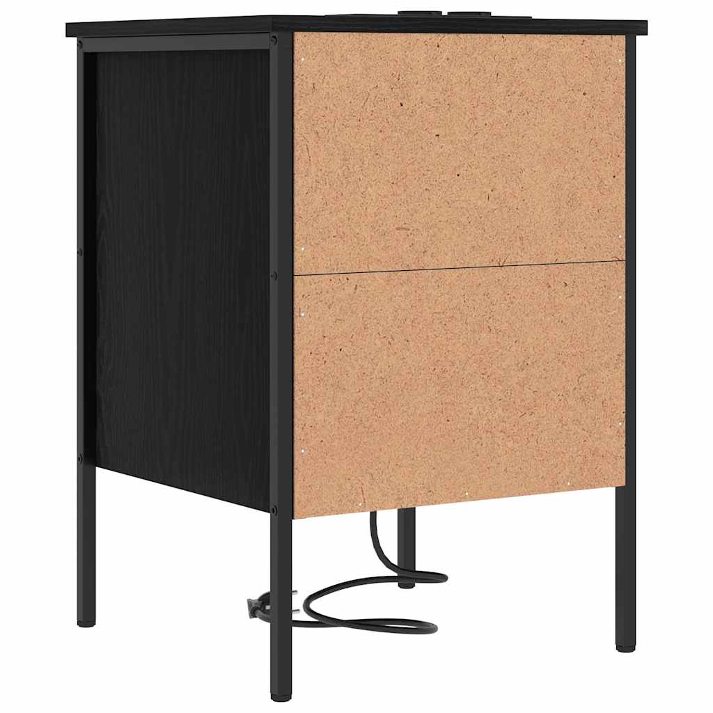 Nattbordskap med skuff Svart Eik 42 x 41 x 61 cm Konstruert tre