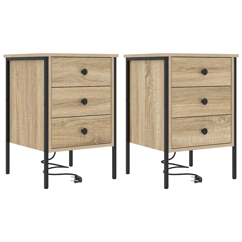Nattbordskap 2 pcs Sonoma eik 42 x 41 x 61 cm Konstruert tre