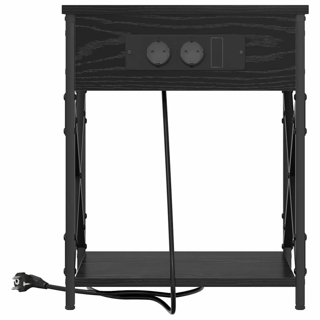 Nattbordskap Svart Eik 41 x 31 x 51 cm Konstruert tre