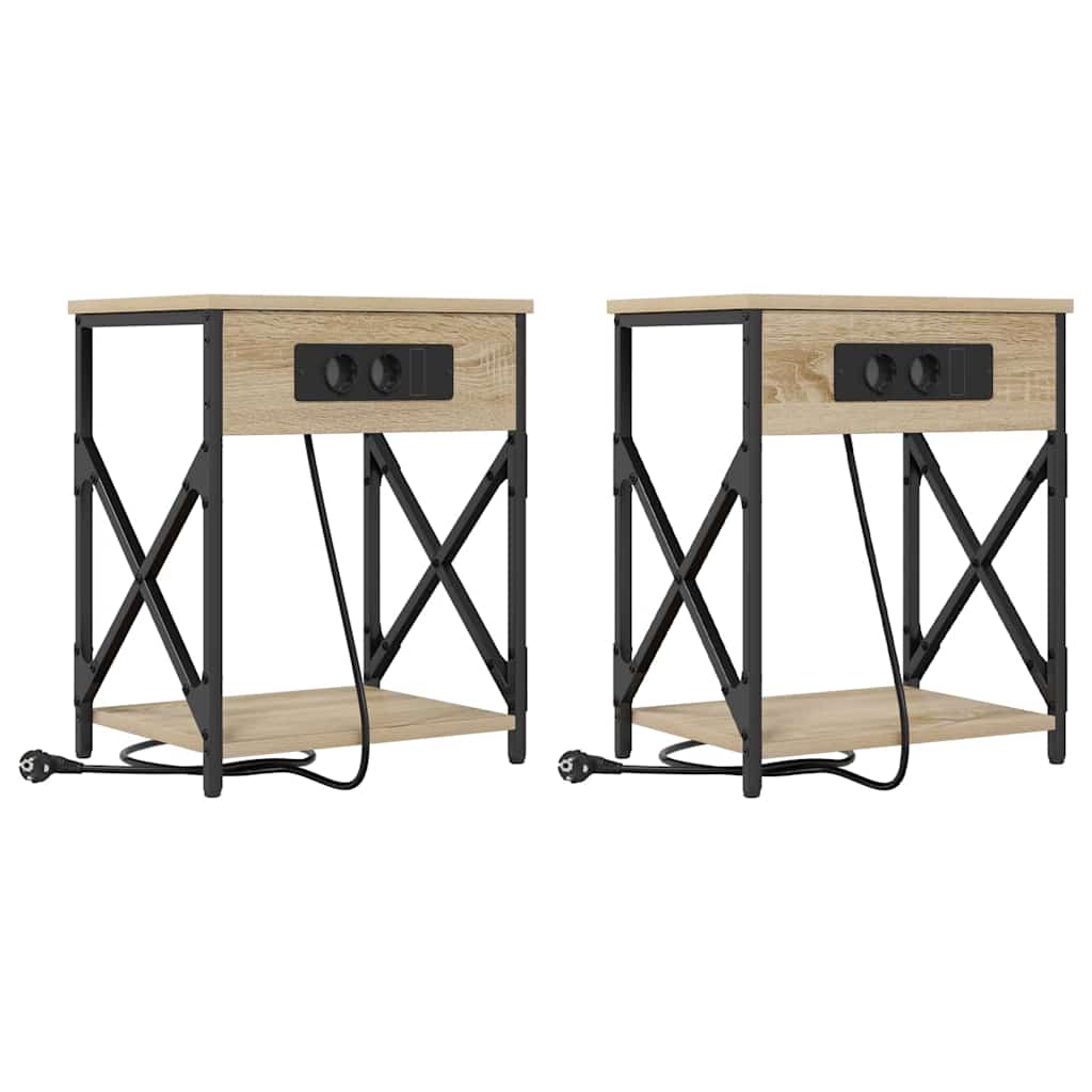 Nattbordskap 2 pcs Sonoma eik 41 x 31 x 51 cm Konstruert tre