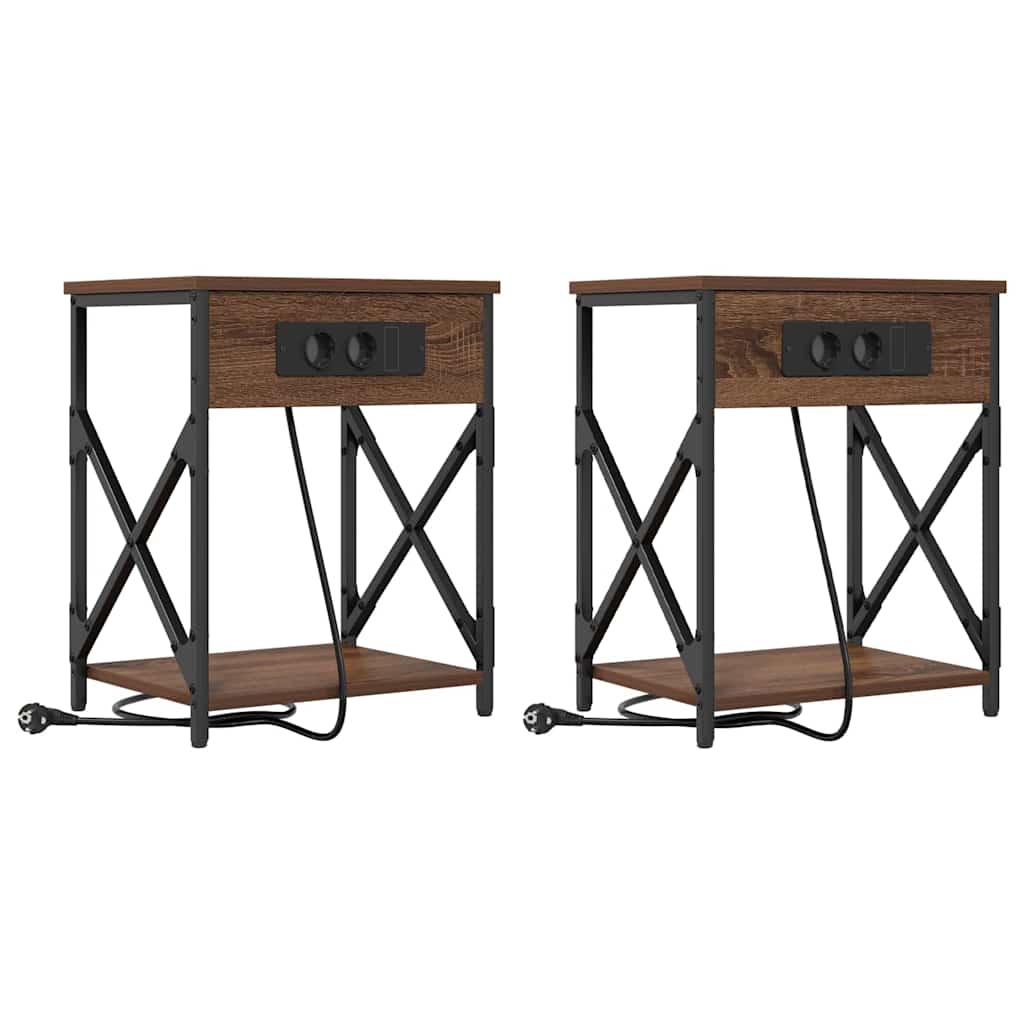 Nattbordskap 2 pcs Brun Eik 41 x 31 x 51 cm Konstruert tre