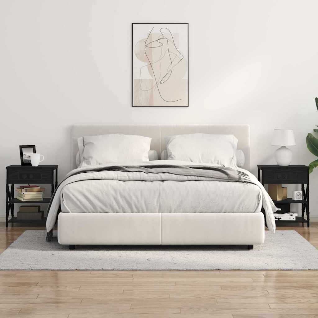 Nattbordskap med hylle Svart Eik 41 x 31 x 51 cm Konstruert tre