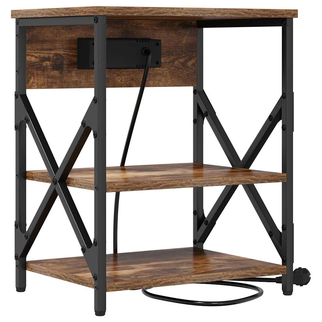 Nattbordskap 2 pcs Røkt eik 41 x 31 x 51 cm Konstruert tre