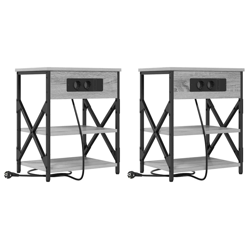 Nattbordskap 2 pcs Grå Sonoma 41 x 31 x 51 cm Konstruert tre