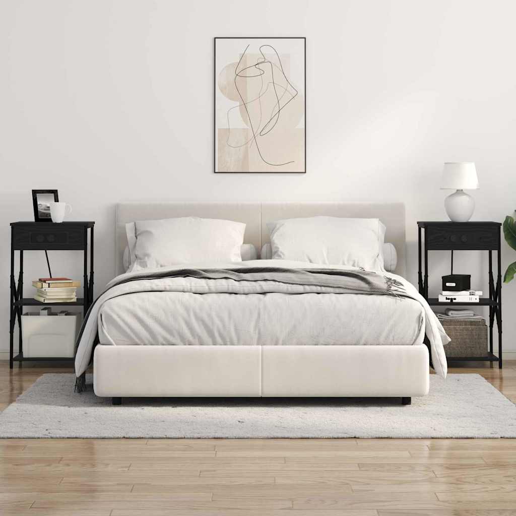 Nattbordskap med hylle Svart Eik 41 x 31 x 76 cm Konstruert tre
