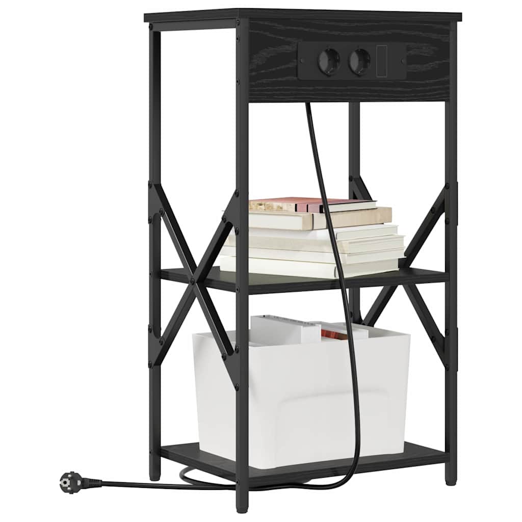 Nattbordskap med hylle Svart Eik 41 x 31 x 76 cm Konstruert tre