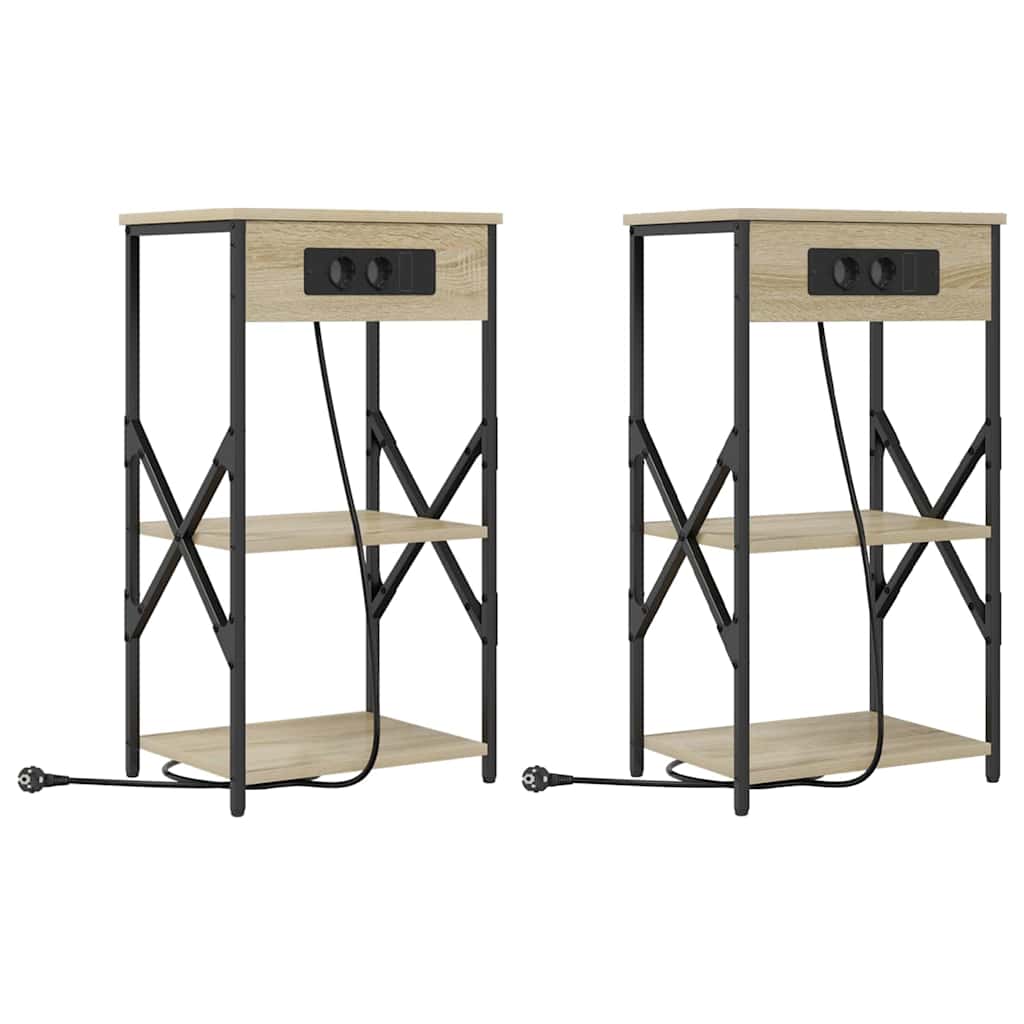 Nattbordskap 2 pcs Sonoma eik 41 x 31 x 76 cm Konstruert tre
