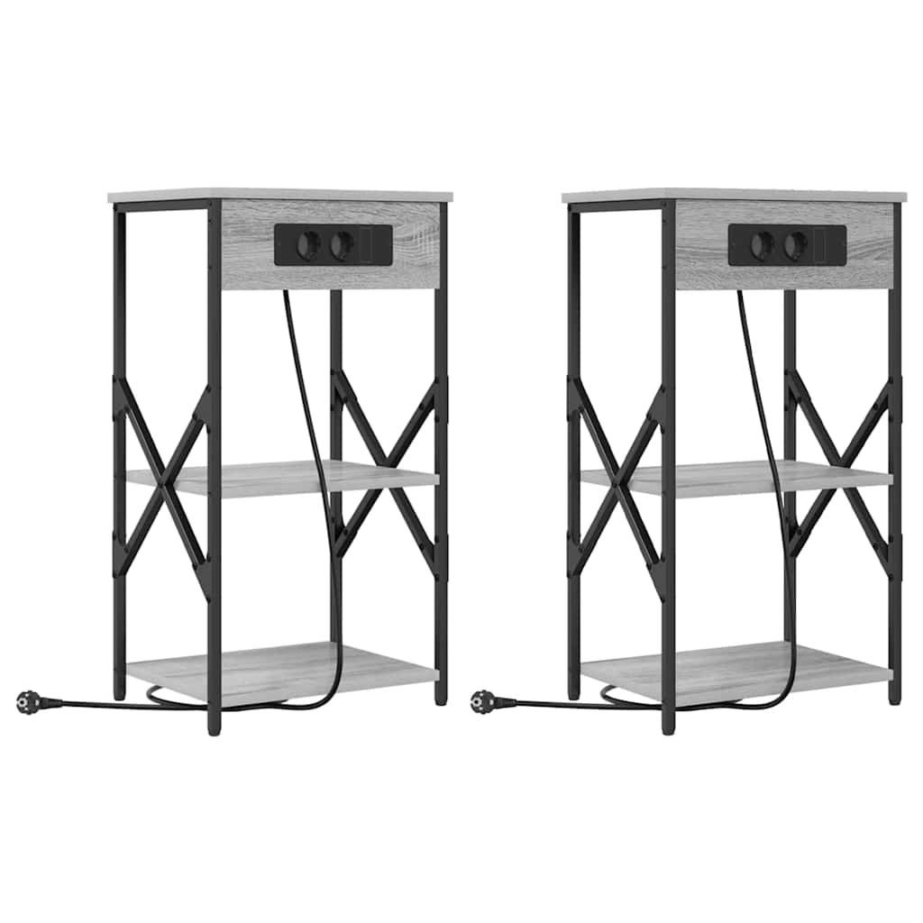 Nattbordskap 2 pcs Grå Sonoma 41 x 31 x 76 cm Konstruert tre