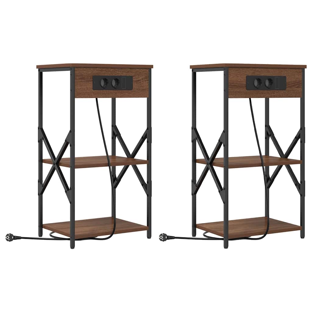 Nattbordskap 2 pcs Brun Eik 41 x 31 x 76 cm Konstruert tre