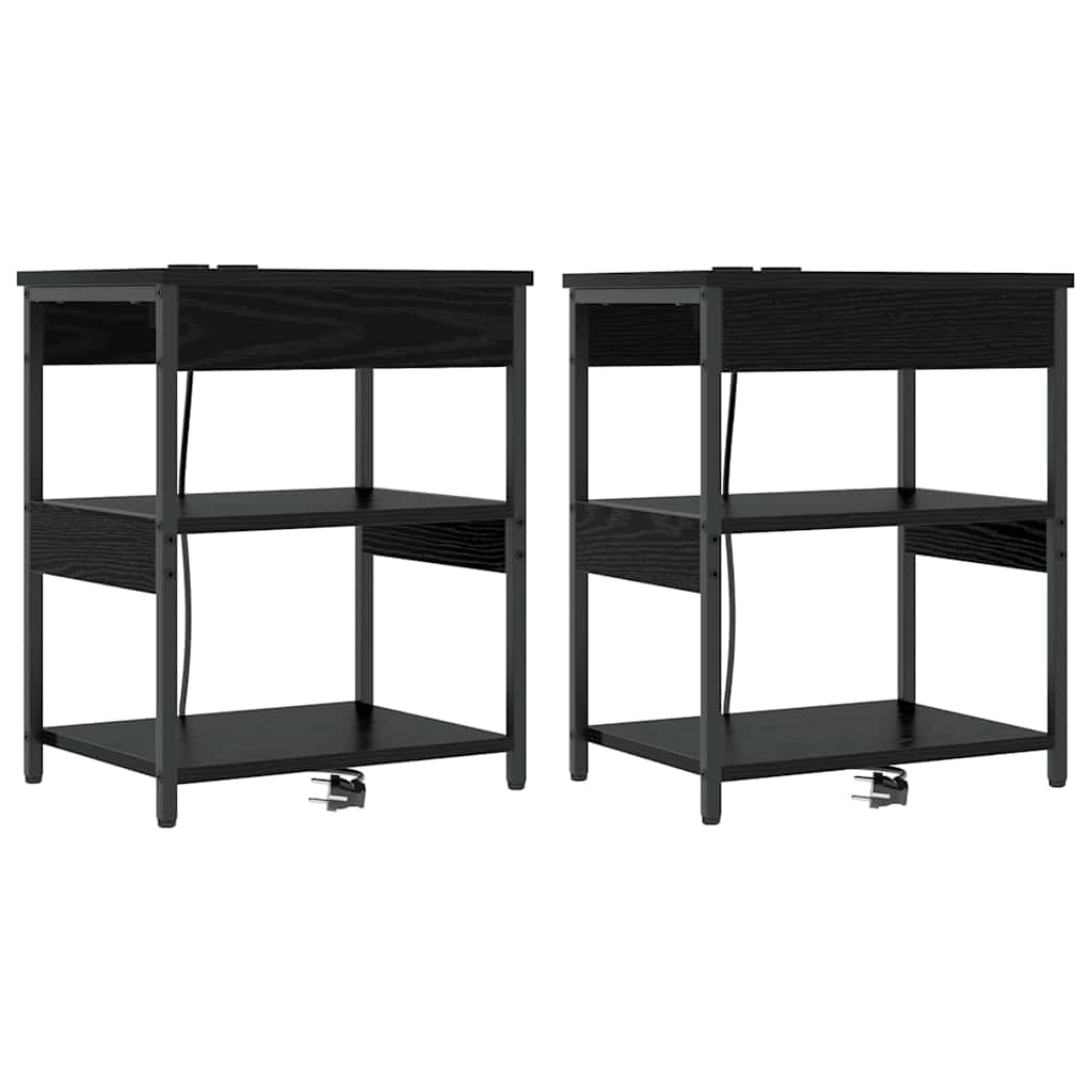 Nattbordskap 2 pcs Svart Eik 41 x 31 x 51 cm Konstruert tre