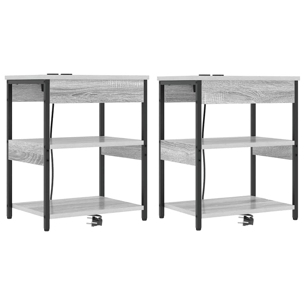 Nattbordskap 2 pcs Grå Sonoma 41 x 31 x 51 cm Konstruert tre