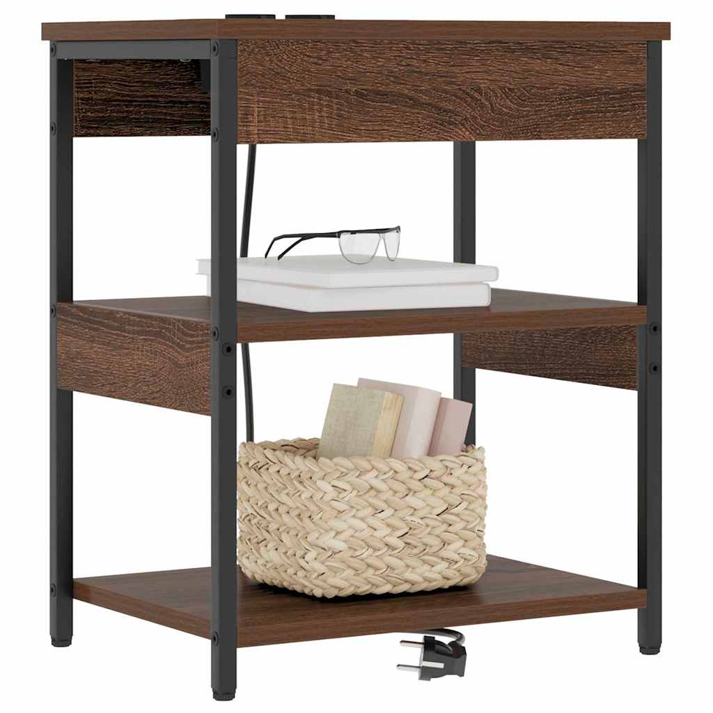Nattbordskap 2 pcs Brun Eik 41 x 31 x 51 cm Konstruert tre