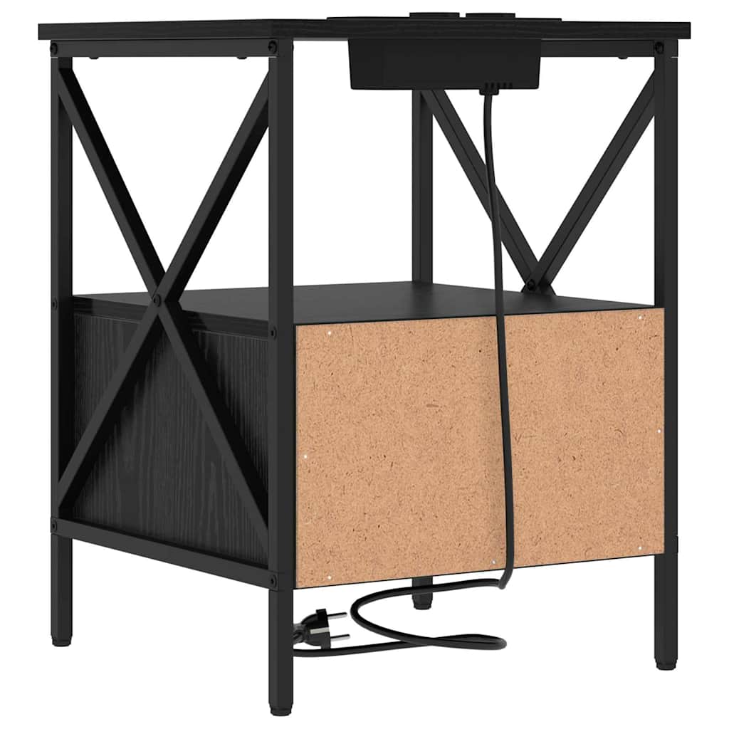 Nattbordskap Svart Eik 41,5 x 40,5 x 55 cm Konstruert tre