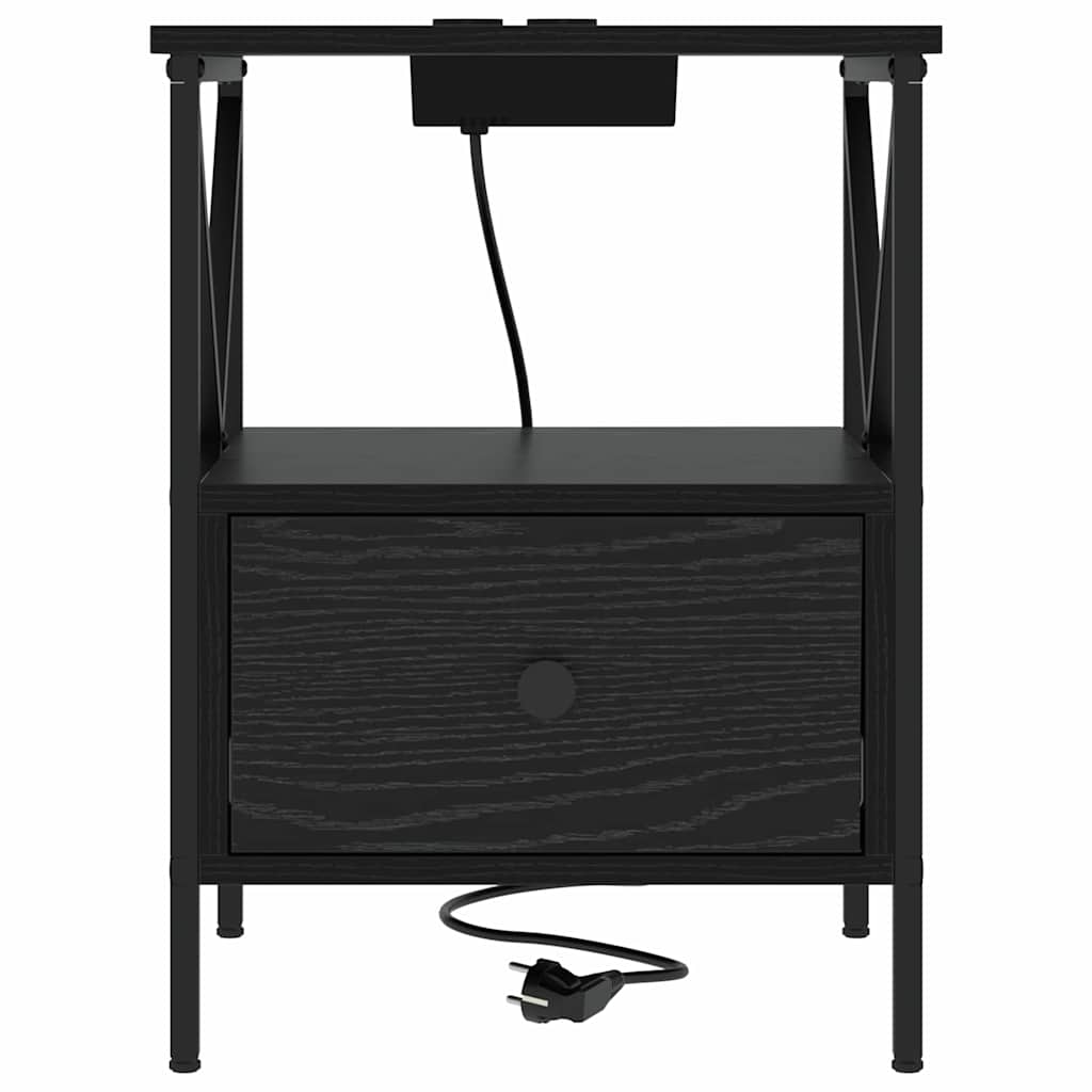 Nattbordskap 2 pcs Svart Eik 41,5 x 40,5 x 55 cm Konstruert tre