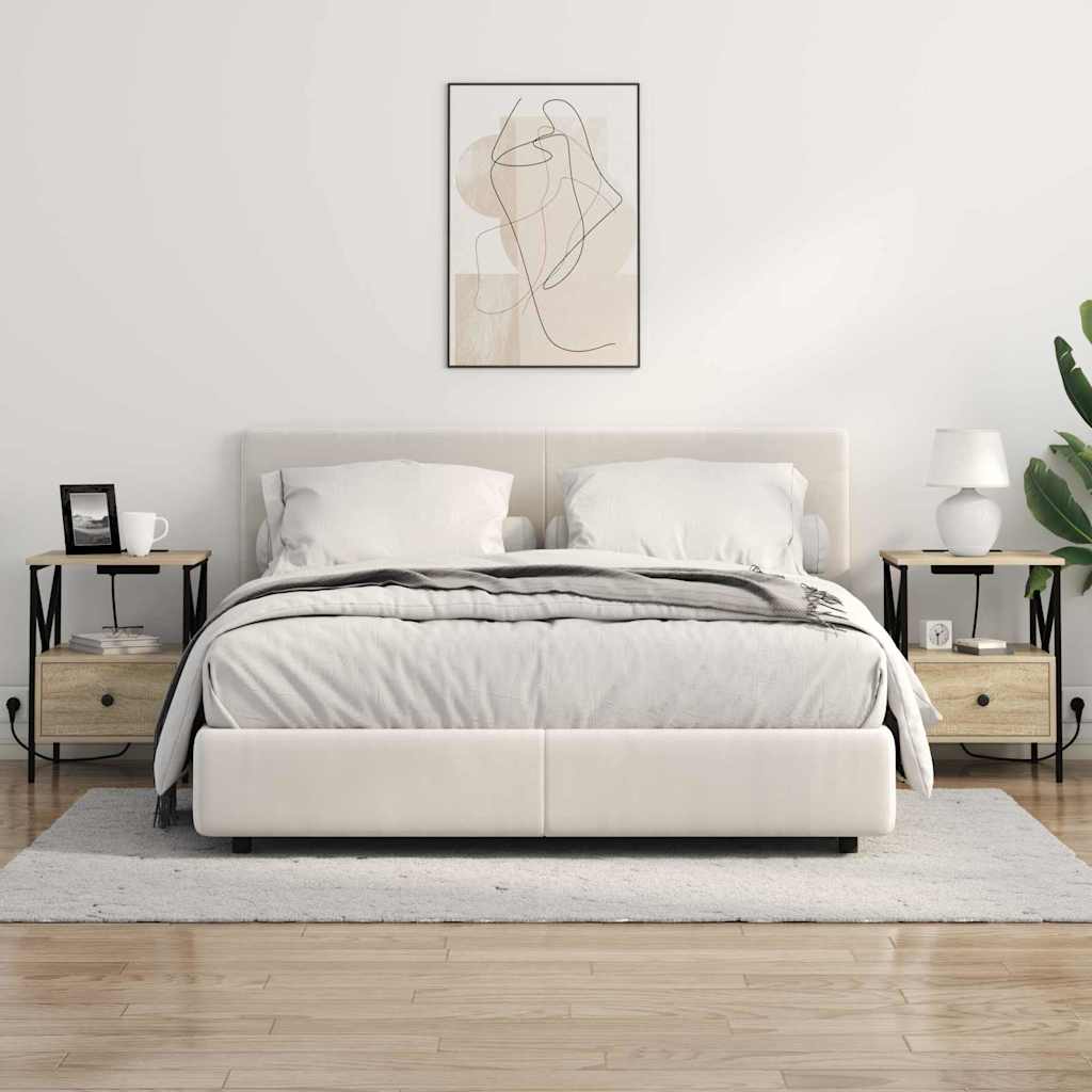 Nattbordskap med skuff 2 pcs Sonoma eik 41,5 x 40,5 x 55 cm