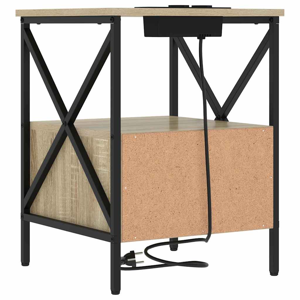 Nattbordskap med skuff 2 pcs Sonoma eik 41,5 x 40,5 x 55 cm
