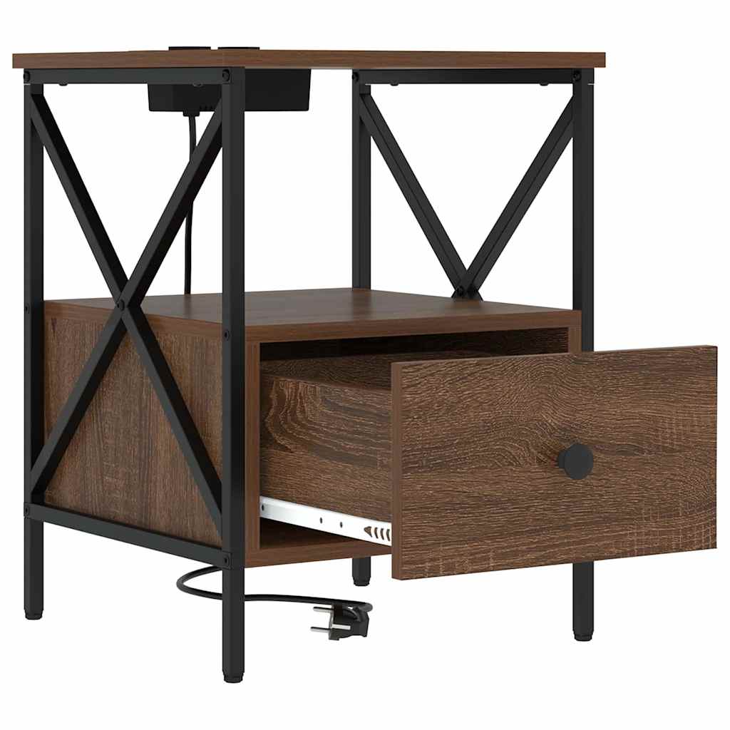 Nattbordskap 2 pcs Brun Eik 41,5 x 40,5 x 55 cm Konstruert tre