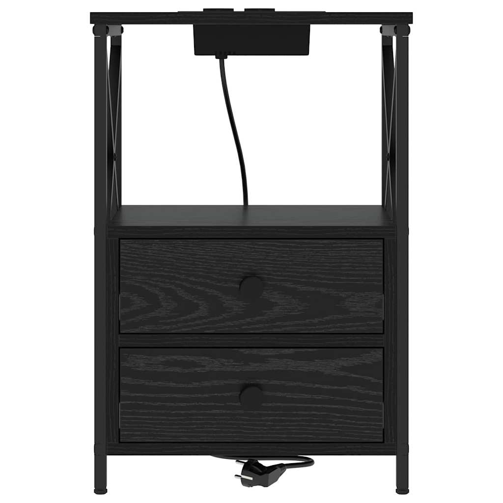 Nattbordskap 2 pcs Svart Eik 40 x 31 x 60 cm Konstruert tre