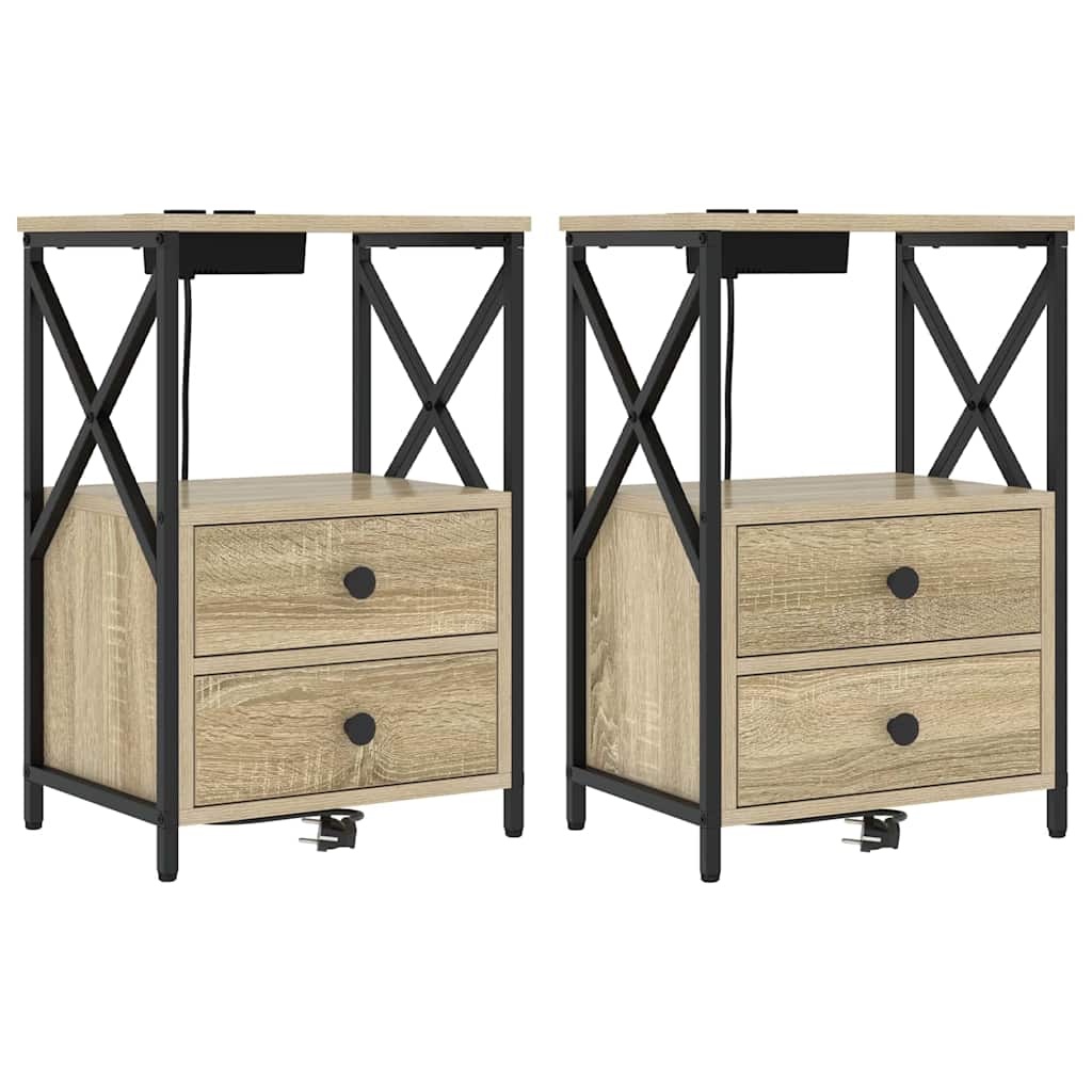 Nattbordskap 2 pcs Sonoma eik 40 x 31 x 60 cm Konstruert tre