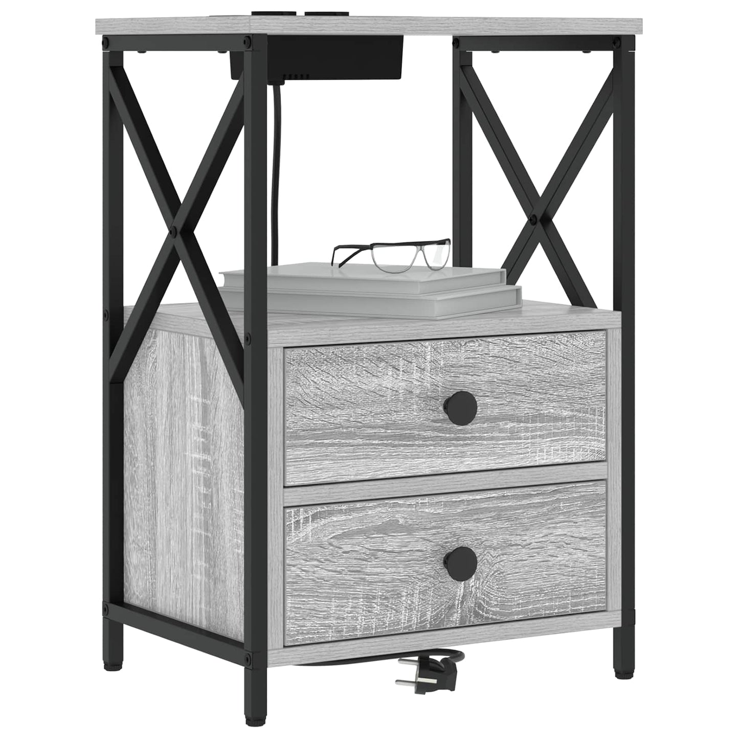 Nattbordskap 2 pcs Grå Sonoma 40 x 31 x 60 cm Konstruert tre