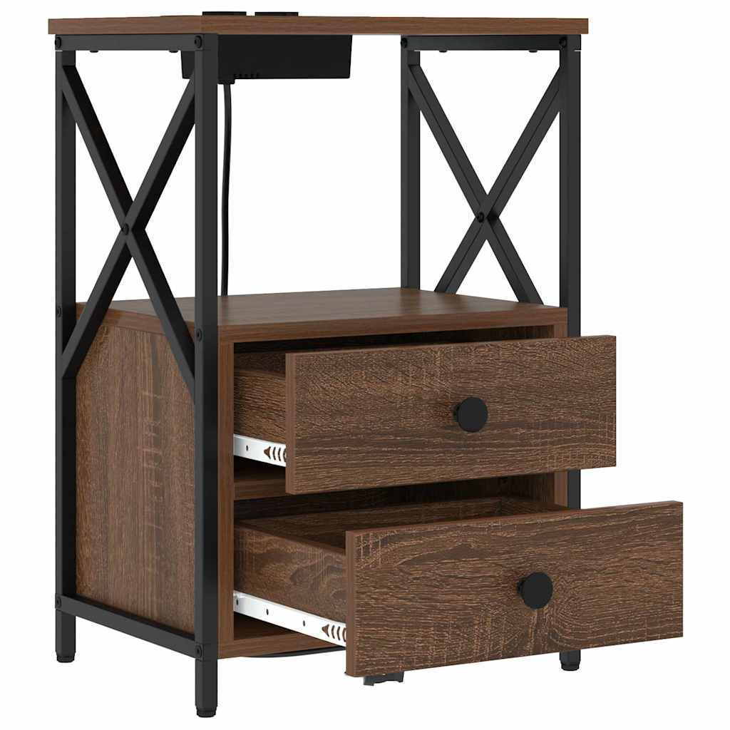 Nattbordskap 2 pcs Brun Eik 40 x 31 x 60 cm Konstruert tre