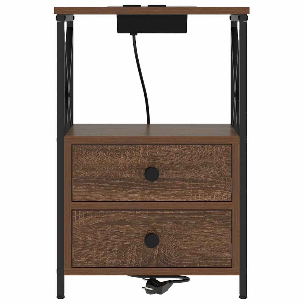 Nattbordskap 2 pcs Brun Eik 40 x 31 x 60 cm Konstruert tre