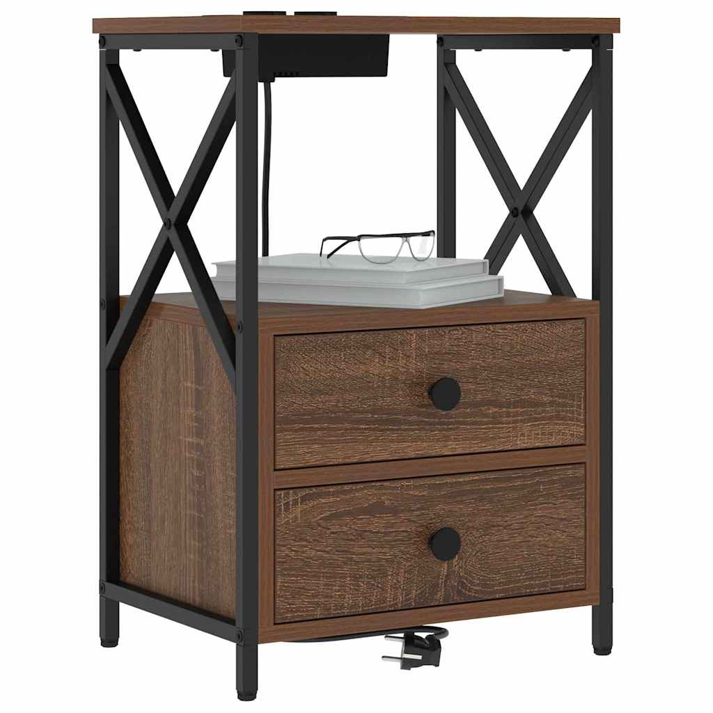 Nattbordskap 2 pcs Brun Eik 40 x 31 x 60 cm Konstruert tre
