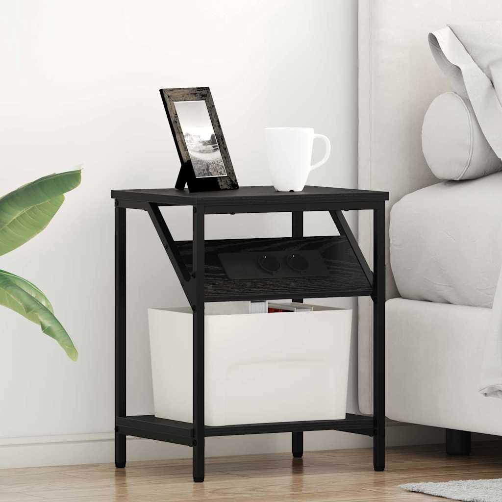 Nattbordskap Svart Eik 38 x 30 x 48 cm Konstruert tre