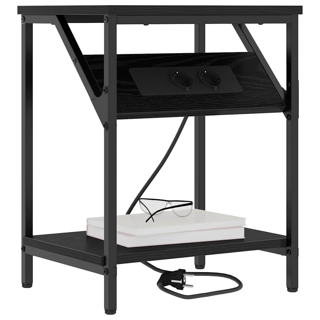 Nattbordskap 2 pcs Svart Eik 38 x 30 x 48 cm Konstruert tre