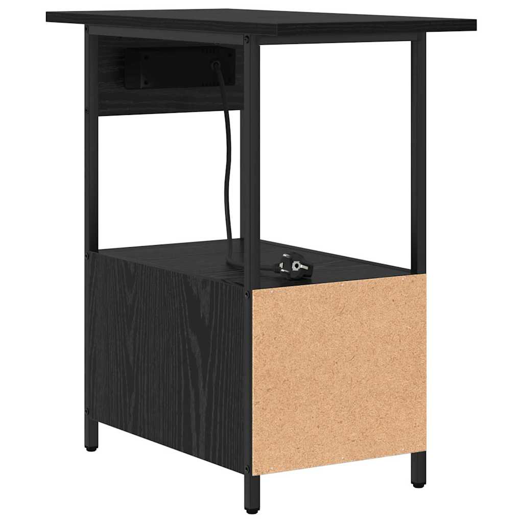 Nattbordskap med skuff Svart Eik 60 x 30 x 61 cm Konstruert tre