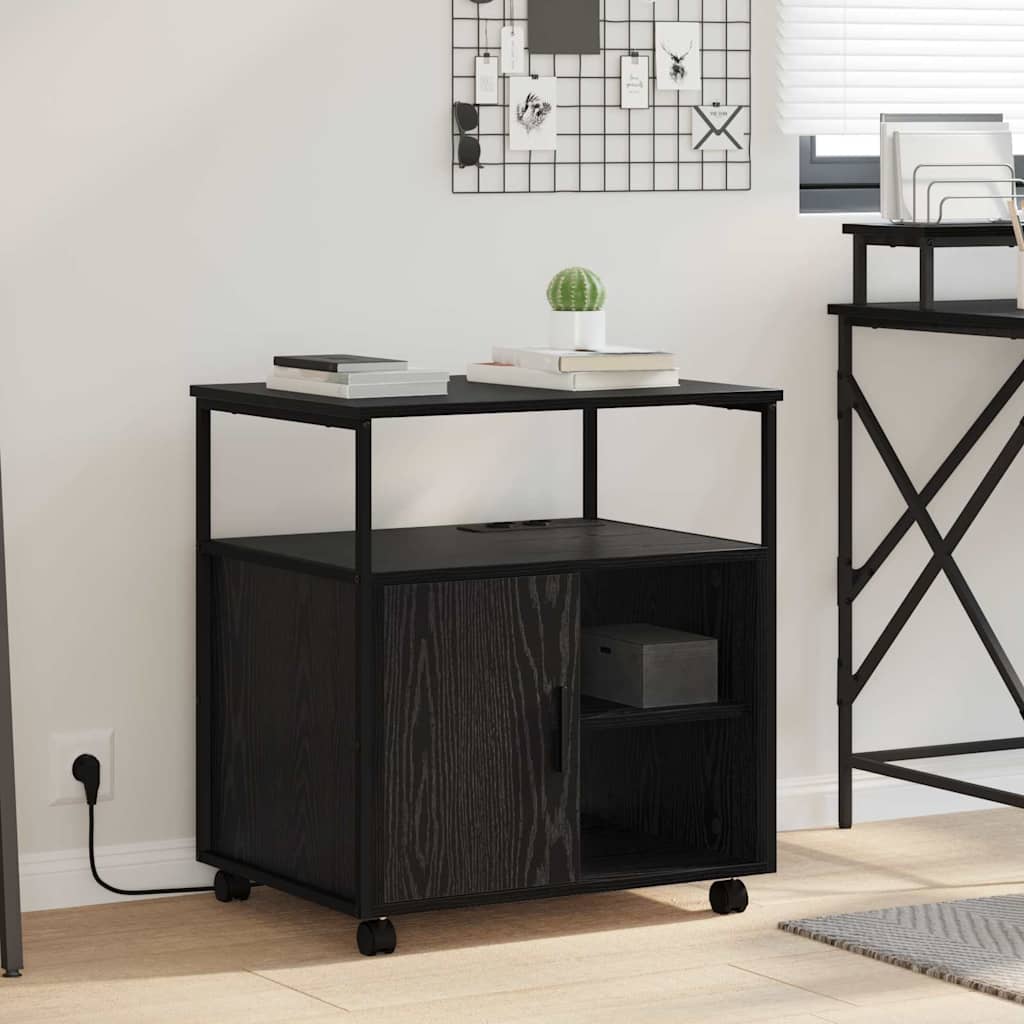 Skap med ladestasjon 61 x 46 x 67 cm Konstruert tre Svart Eik