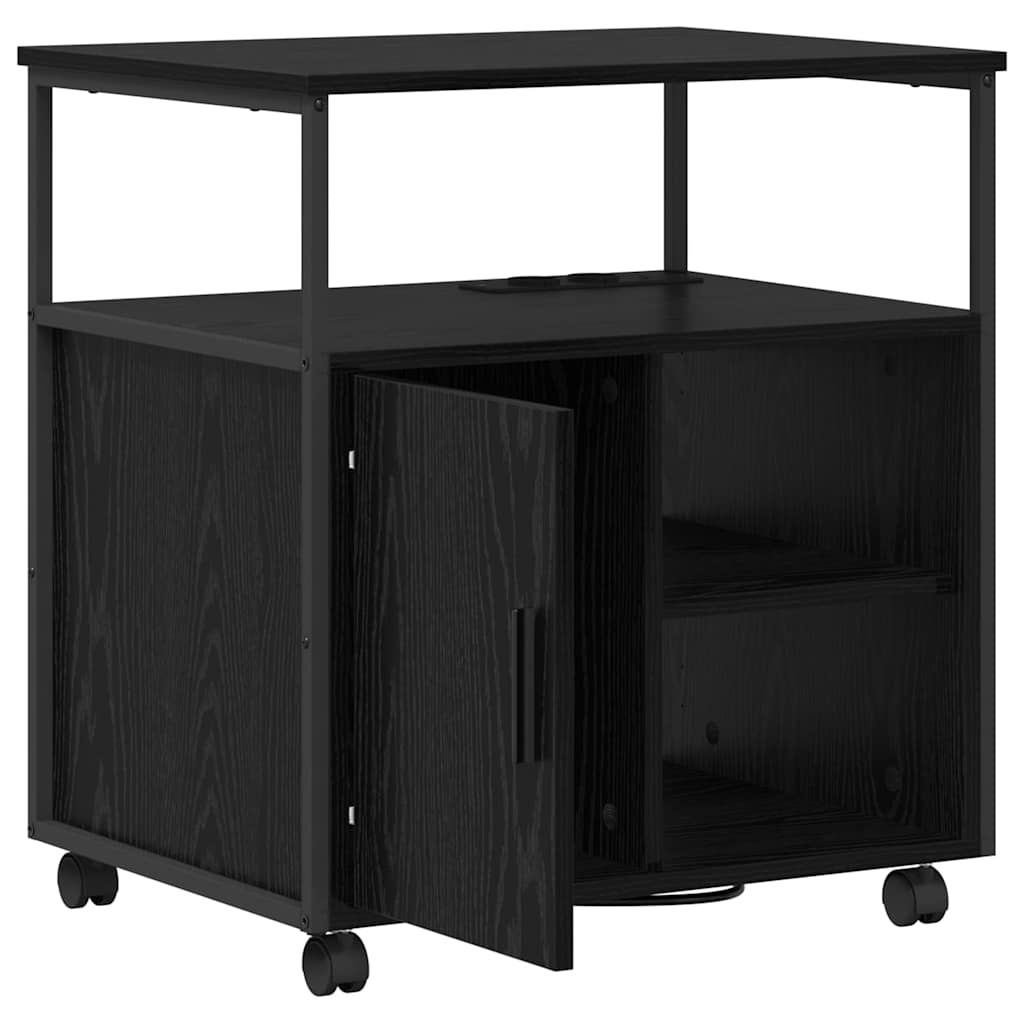 Skap med ladestasjon 61 x 46 x 67 cm Konstruert tre Svart Eik