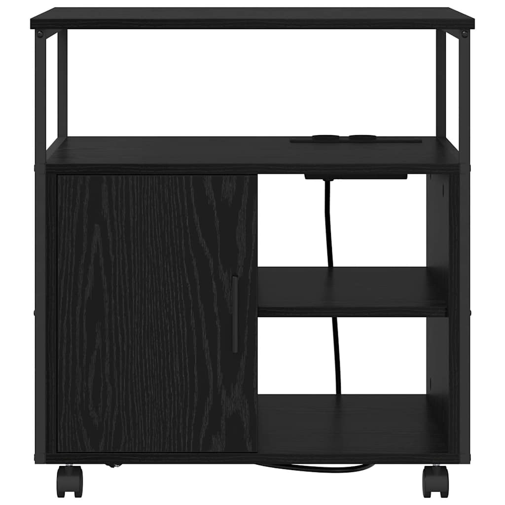 Skap med ladestasjon 61 x 46 x 67 cm Konstruert tre Svart Eik