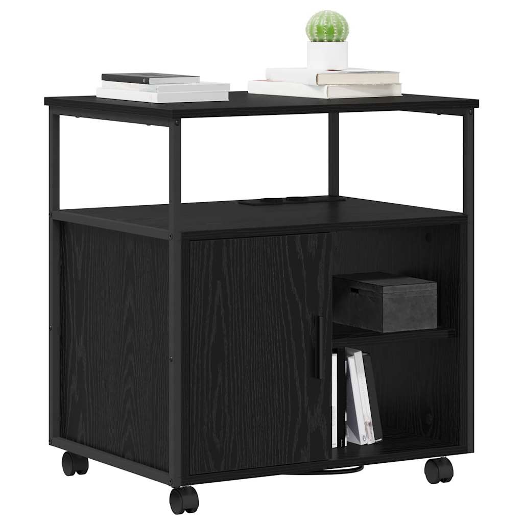 Skap med ladestasjon 61 x 46 x 67 cm Konstruert tre Svart Eik