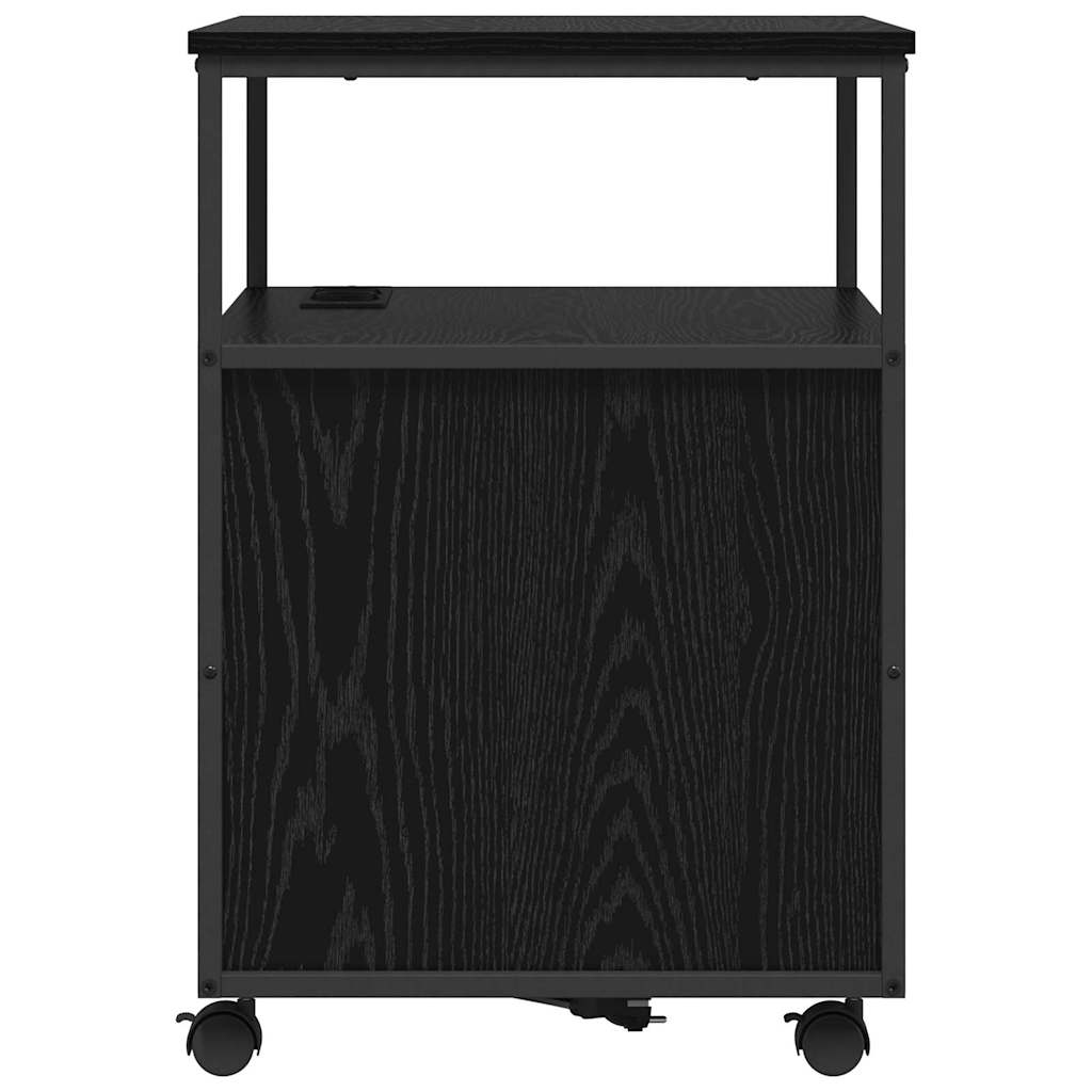 Skap med ladestasjon 61 x 46 x 67 cm Konstruert tre Svart Eik