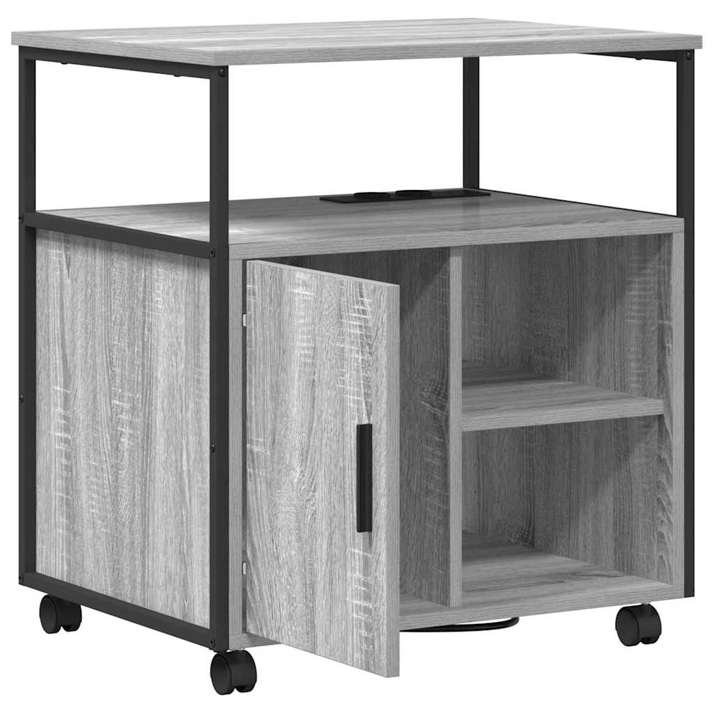 Skap med ladestasjon 61 x 46 x 67 cm Konstruert tre Grå Sonoma