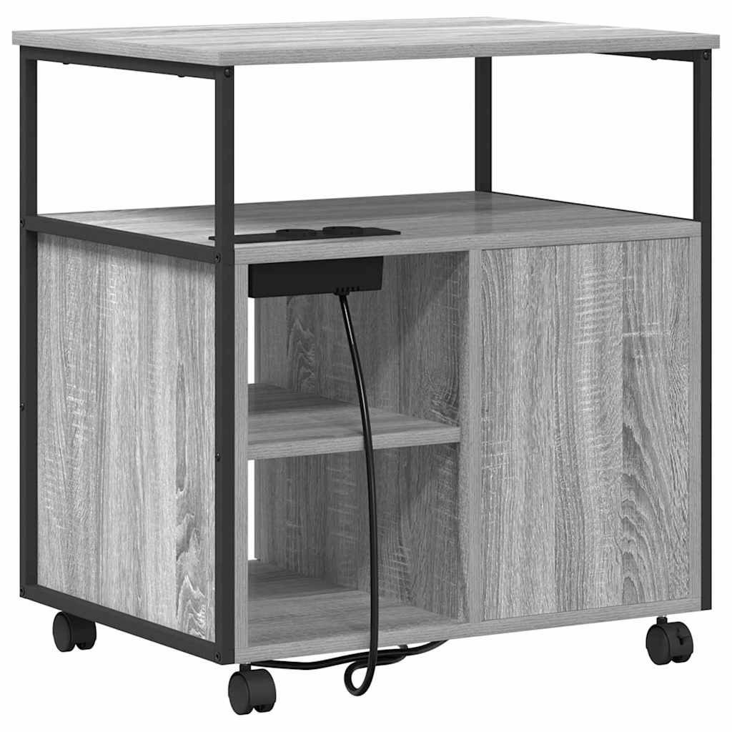 Skap med ladestasjon 61 x 46 x 67 cm Konstruert tre Grå Sonoma