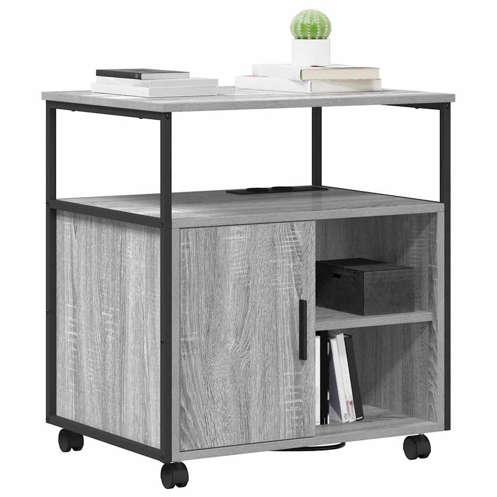 Skap med ladestasjon 61 x 46 x 67 cm Konstruert tre Grå Sonoma
