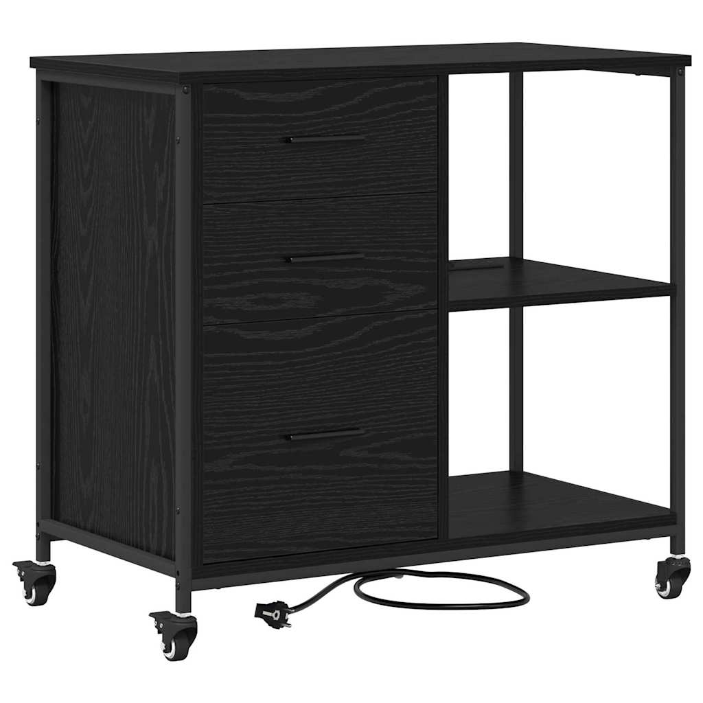 Skap med ladestasjon Svart Eik 76 x 41 x 72 cm Konstruert tre