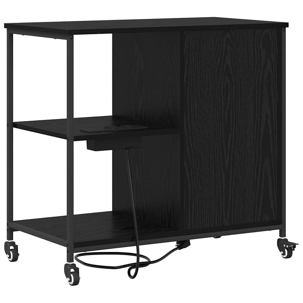 Skap med ladestasjon Svart Eik 76 x 41 x 72 cm Konstruert tre