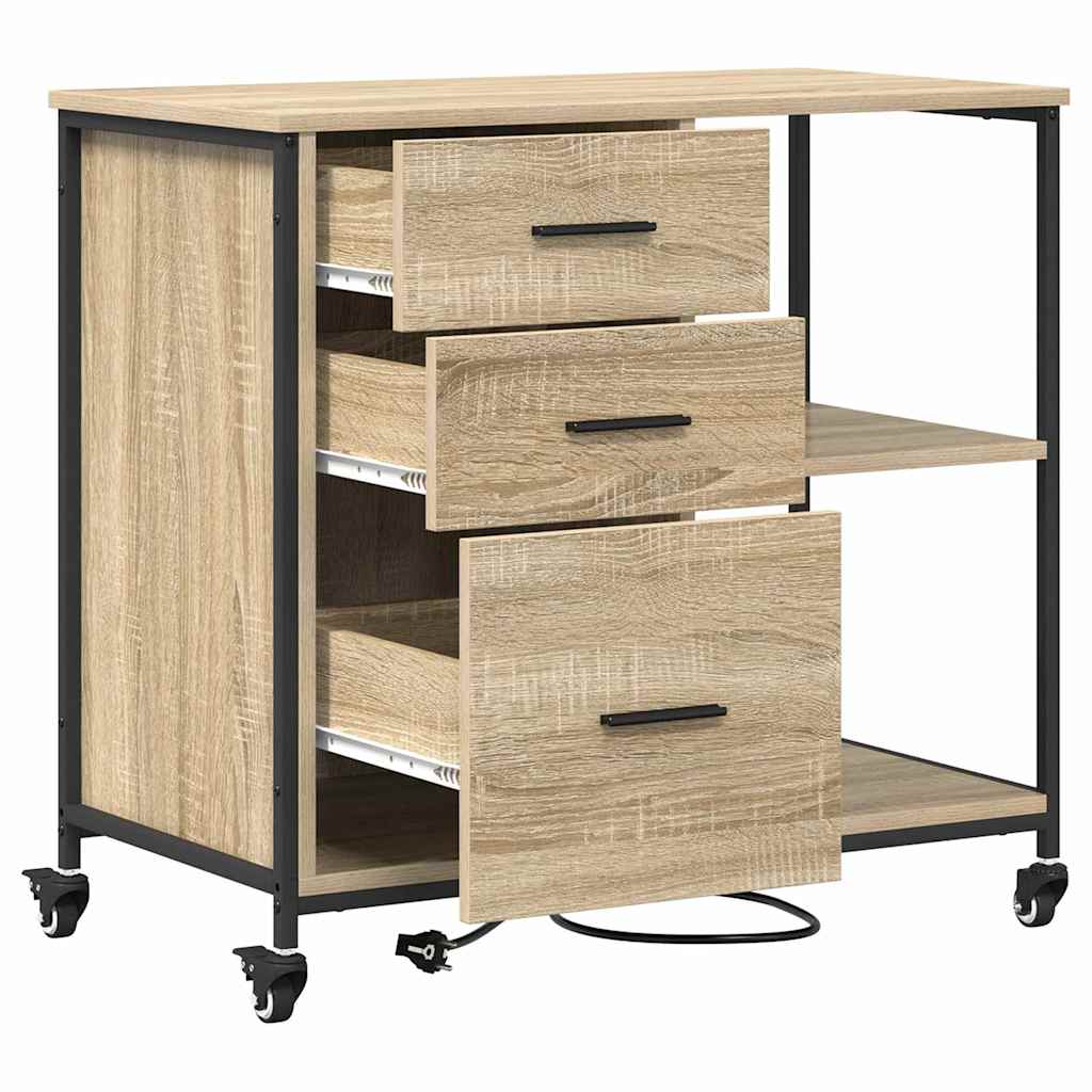 Skap med ladestasjon Sonoma eik 76 x 41 x 72 cm Konstruert tre