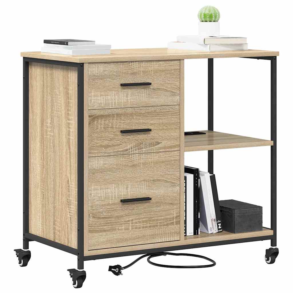 Skap med ladestasjon Sonoma eik 76 x 41 x 72 cm Konstruert tre
