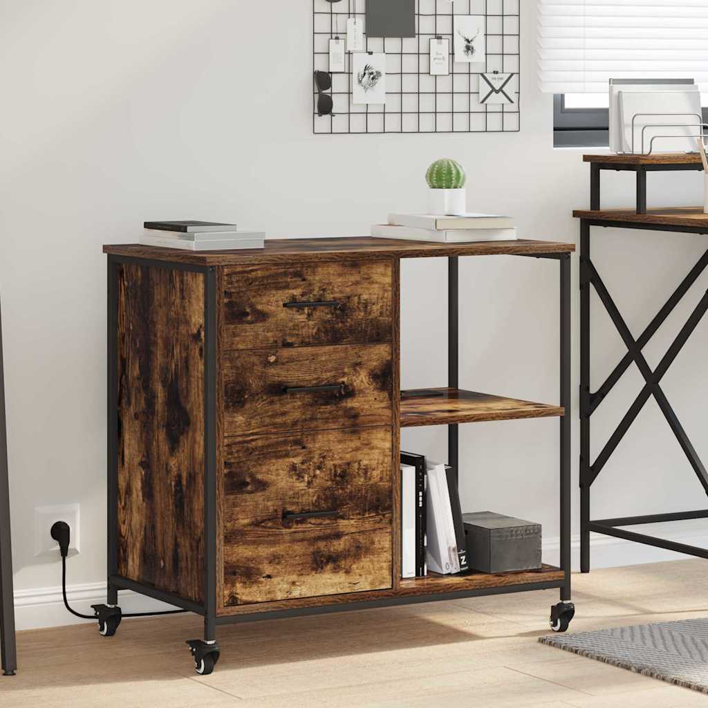 Skap med ladestasjon Røkt eik 76 x 41 x 72 cm Konstruert tre