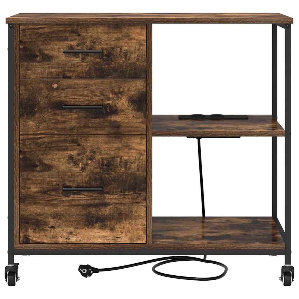 Skap med ladestasjon Røkt eik 76 x 41 x 72 cm Konstruert tre