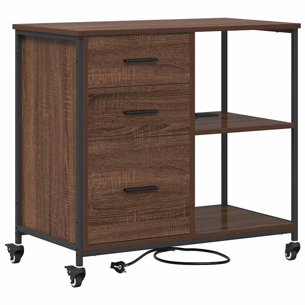 Skap med ladestasjon Brun Eik 76 x 41 x 72 cm Konstruert tre