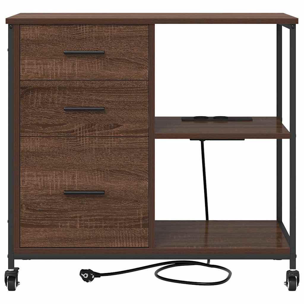 Skap med ladestasjon Brun Eik 76 x 41 x 72 cm Konstruert tre