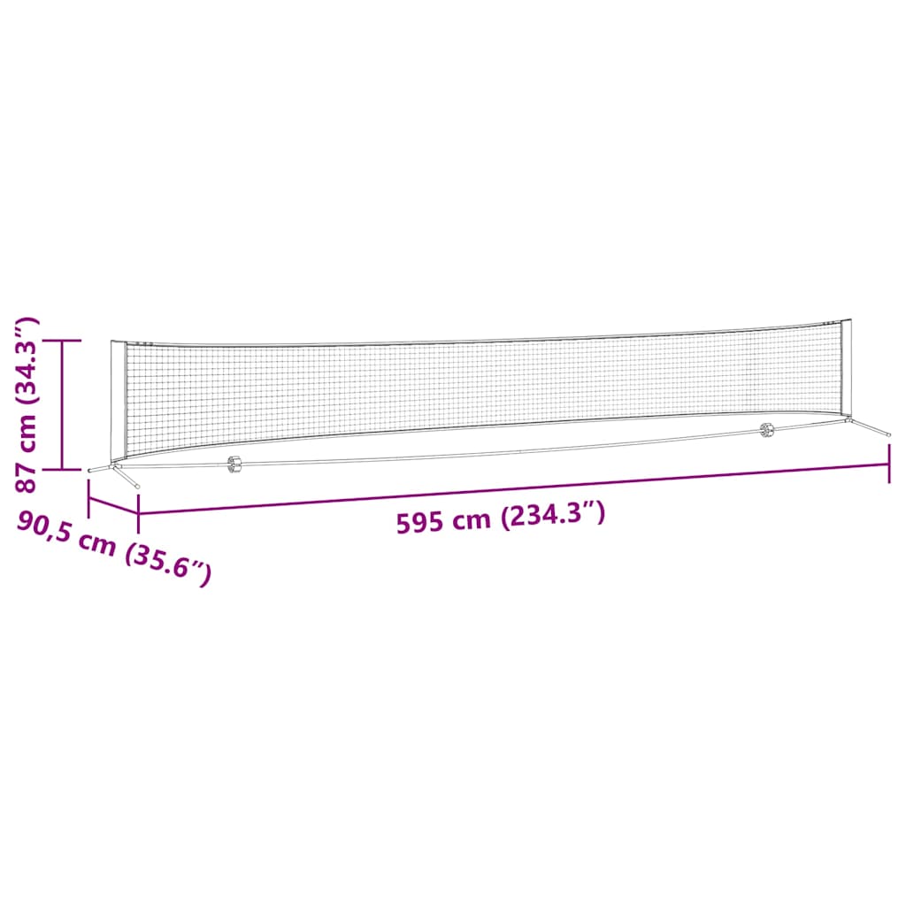 Tennis Nett Svart og Rød 595 x 90,5 x 87 cm Polyester