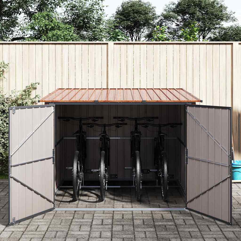 Sykkelskjul 3 pcs Brun 216 x 207 x 158 cm Metall