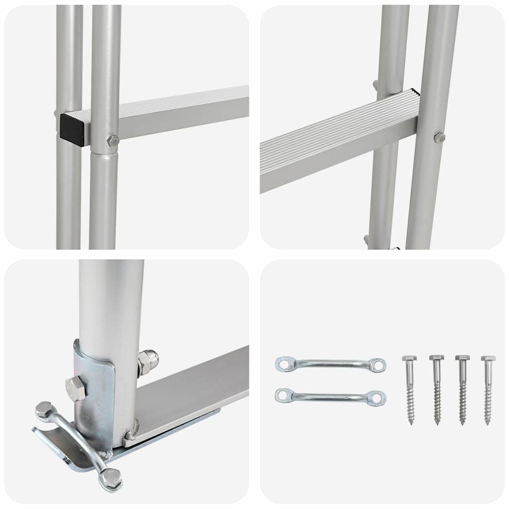 5-trinns dokkestige sølv 45 ×11,5 ×190 cm Aluminium